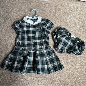 Authentic Ralph Lauren baby tartan dress with diaper cover. Size 18 months